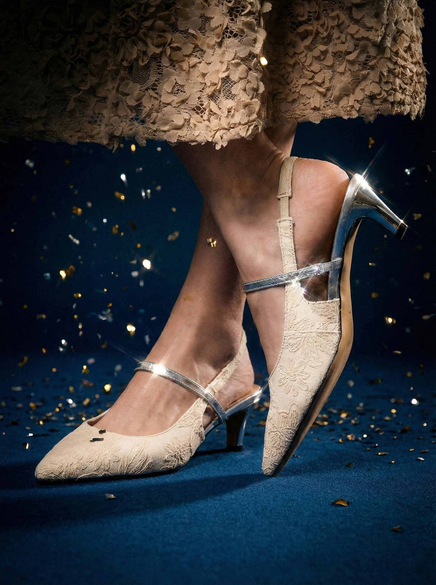 Туфли-слингбэки на низком каблуке с цветочным жаккардовым принтом